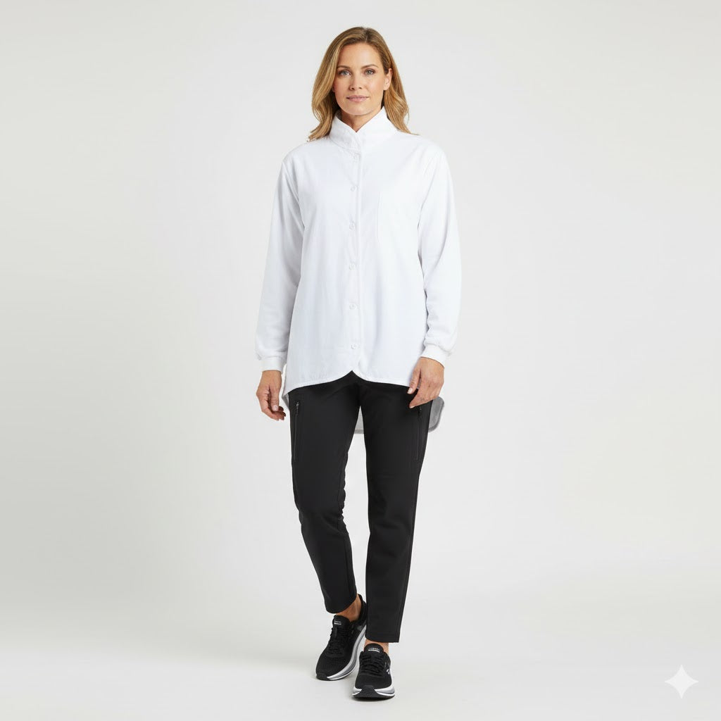 Nybo Hvid Unisex Move Cardigan, Langermet, supermyk fleecefôr