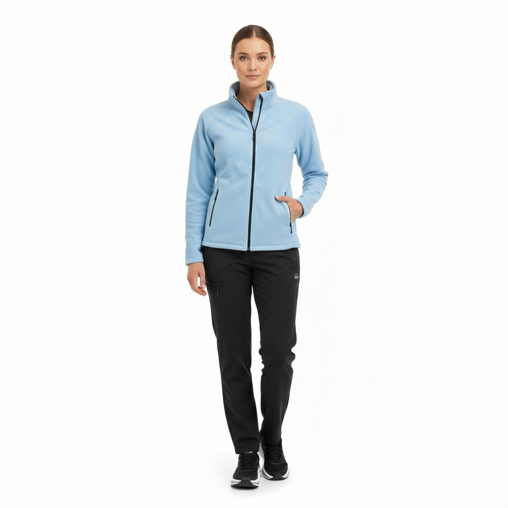 Nybo lyseblå dame microfleece cardigan - antipilling, lett figursydd