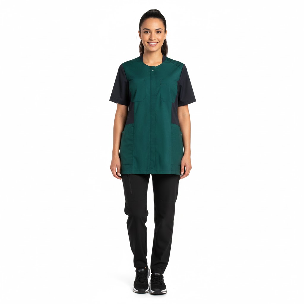 Nybo mørkegrønn dametunika Sporty Mix, elastisk, pustende, komfortabel