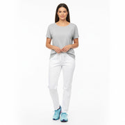 Nybo Hvite Unisex Harmonybukser, Pull-on, Stretch, Slankende passform