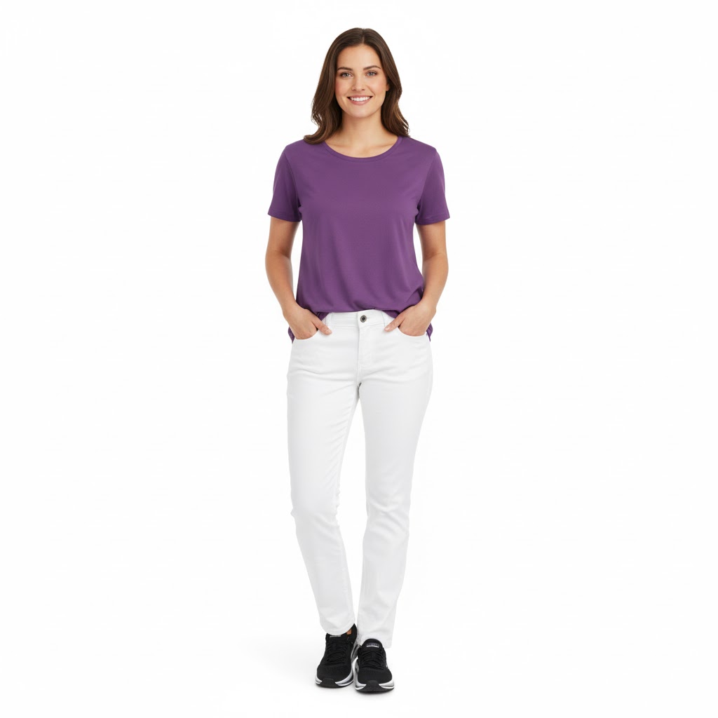 Nybo Harmony hvite damejeans — stretch, moderne passform, justerbar elastikk