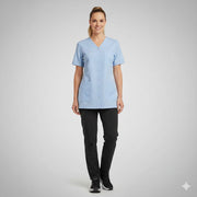 Nybo Lyseblå Dametunika Charisma Premium, sideslisser, komfort, TENCEL®
