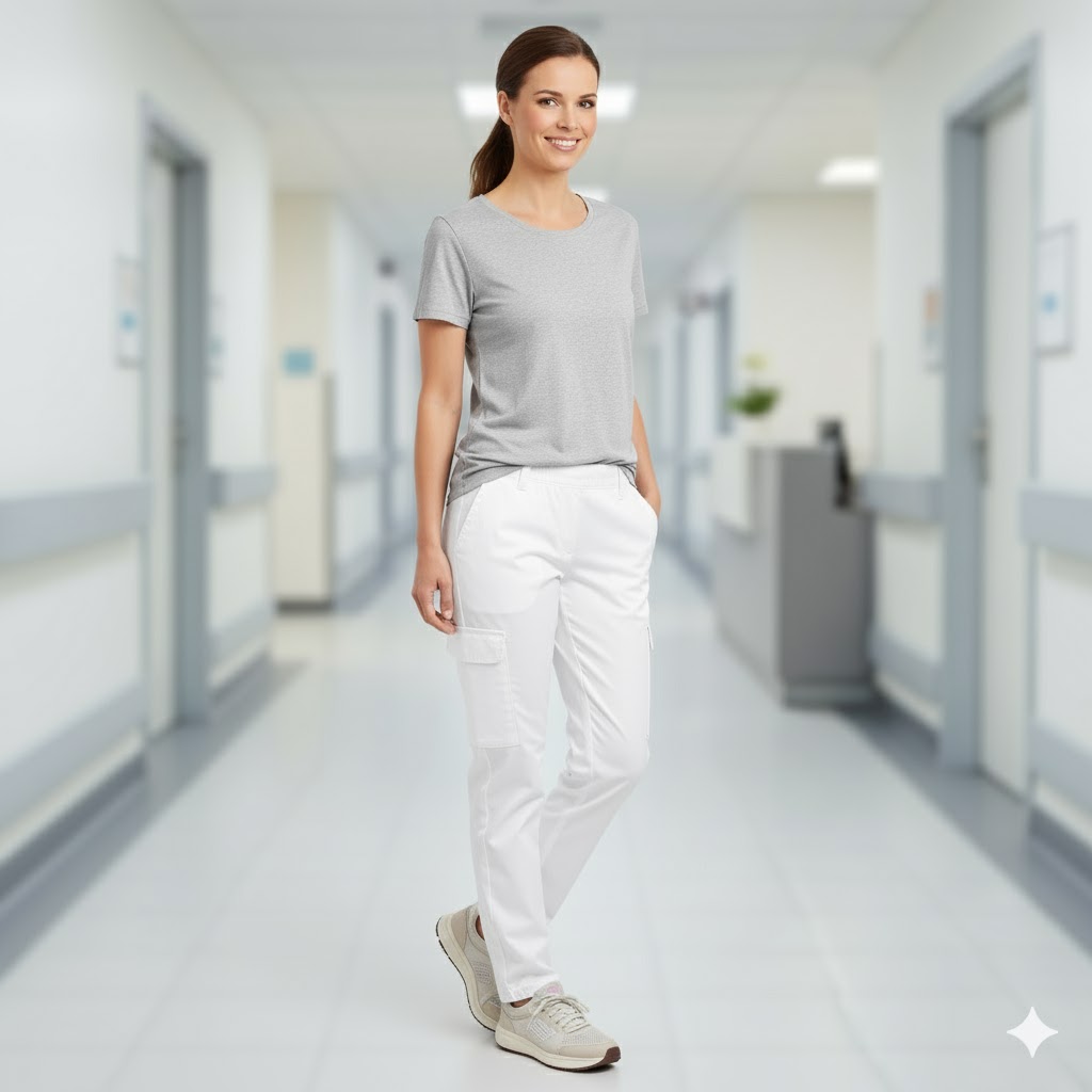 Nybo Hvite Unisex Perfect Fit Pull-on Chinos — elastisk midje og komfort