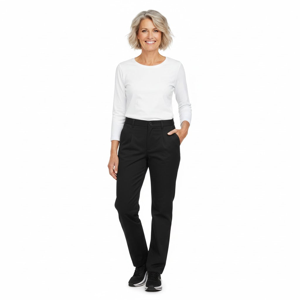 Nybo Sort Dame Club-Classic Bukse, Elastisk bak, Fleksibel, Pressfold