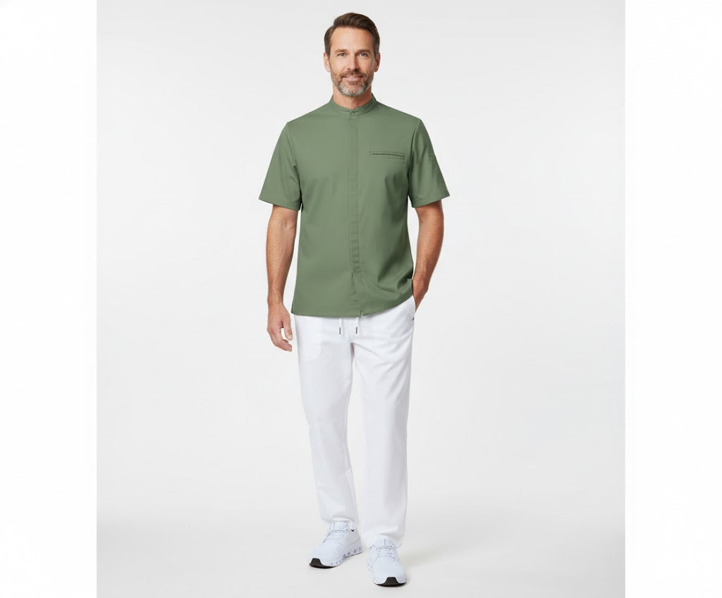 Nybo Grønn Unisex New Nordic Kokkejakke, Kortermet, Stretch, Komfortabel Passform