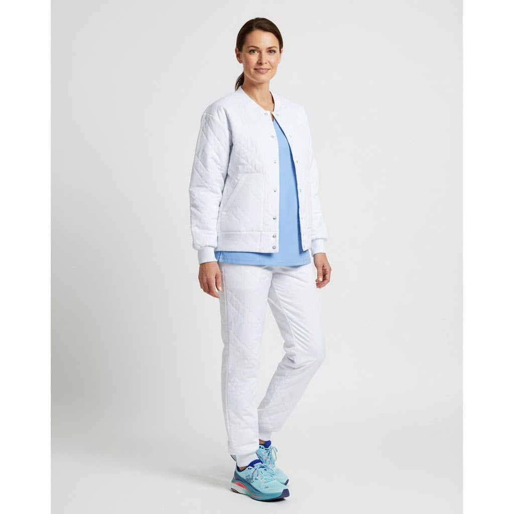 Nybo hvit unisex Clima Sport termobukser med elastikk i livet