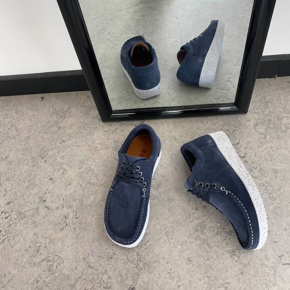 Nature sko i blå ruskind