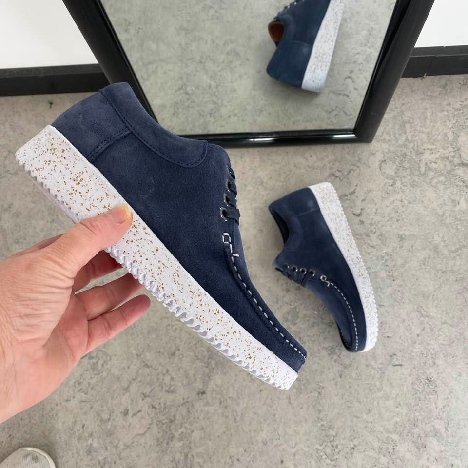 Nature sko i blå ruskind