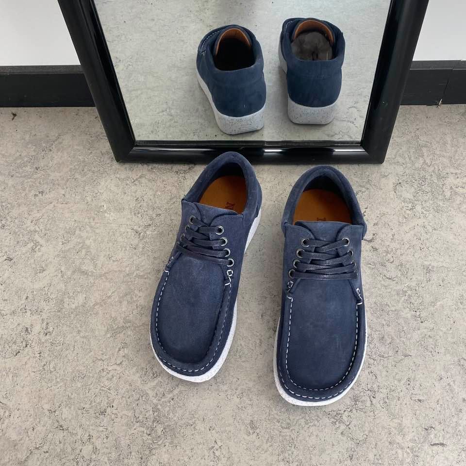 Nature sko i blå ruskind