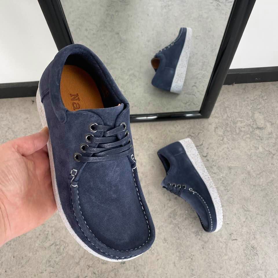 Nature sko i blå ruskind