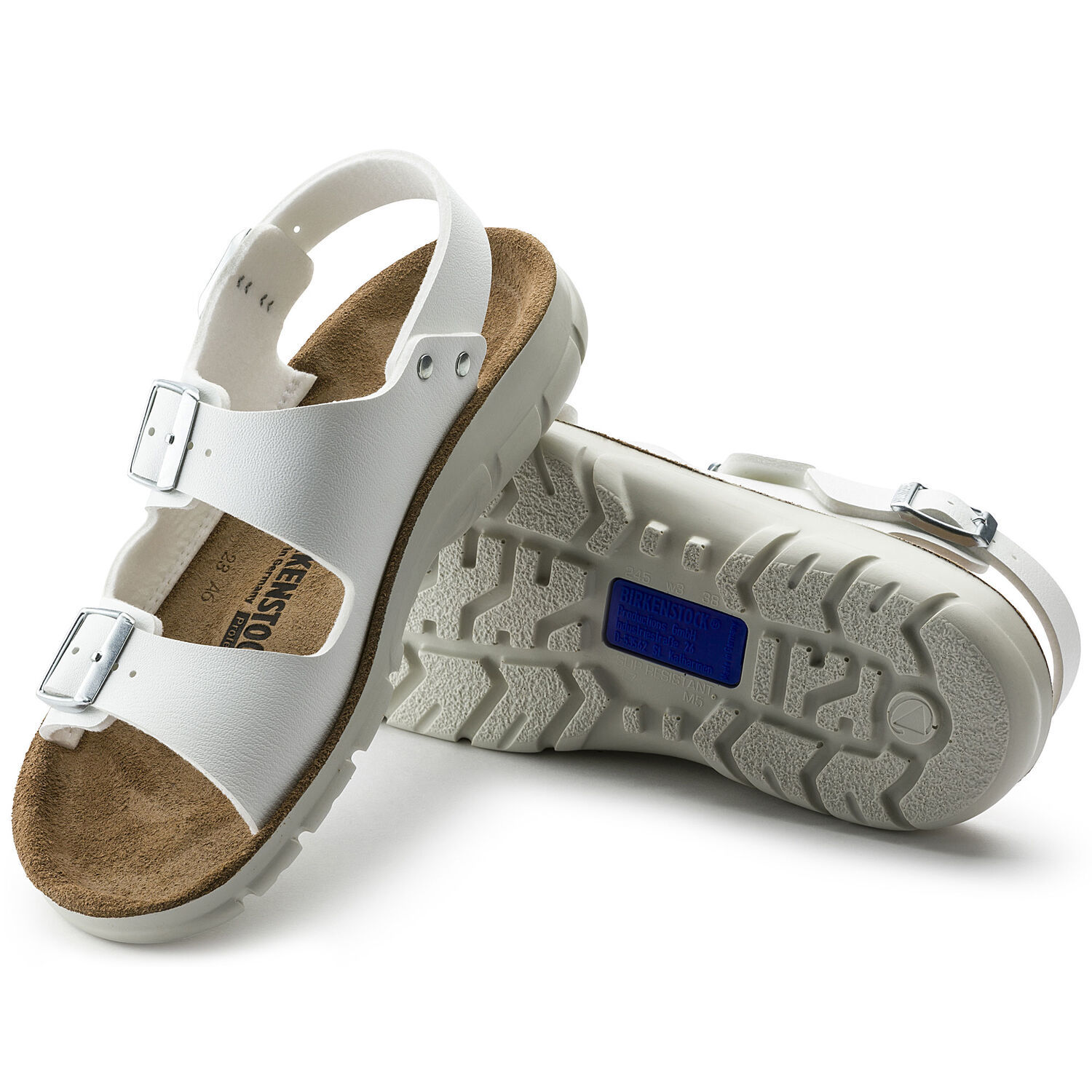 Hvit Kano sandal fra Birkenstock, sklidempe såler
