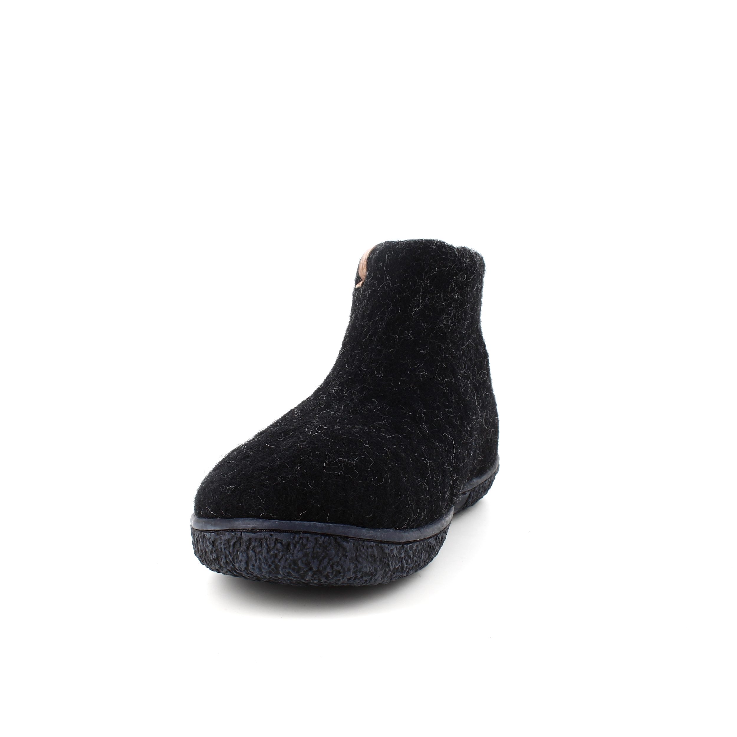 Høy sort tøffel i ull med sklisikre såler fra Green Comfort