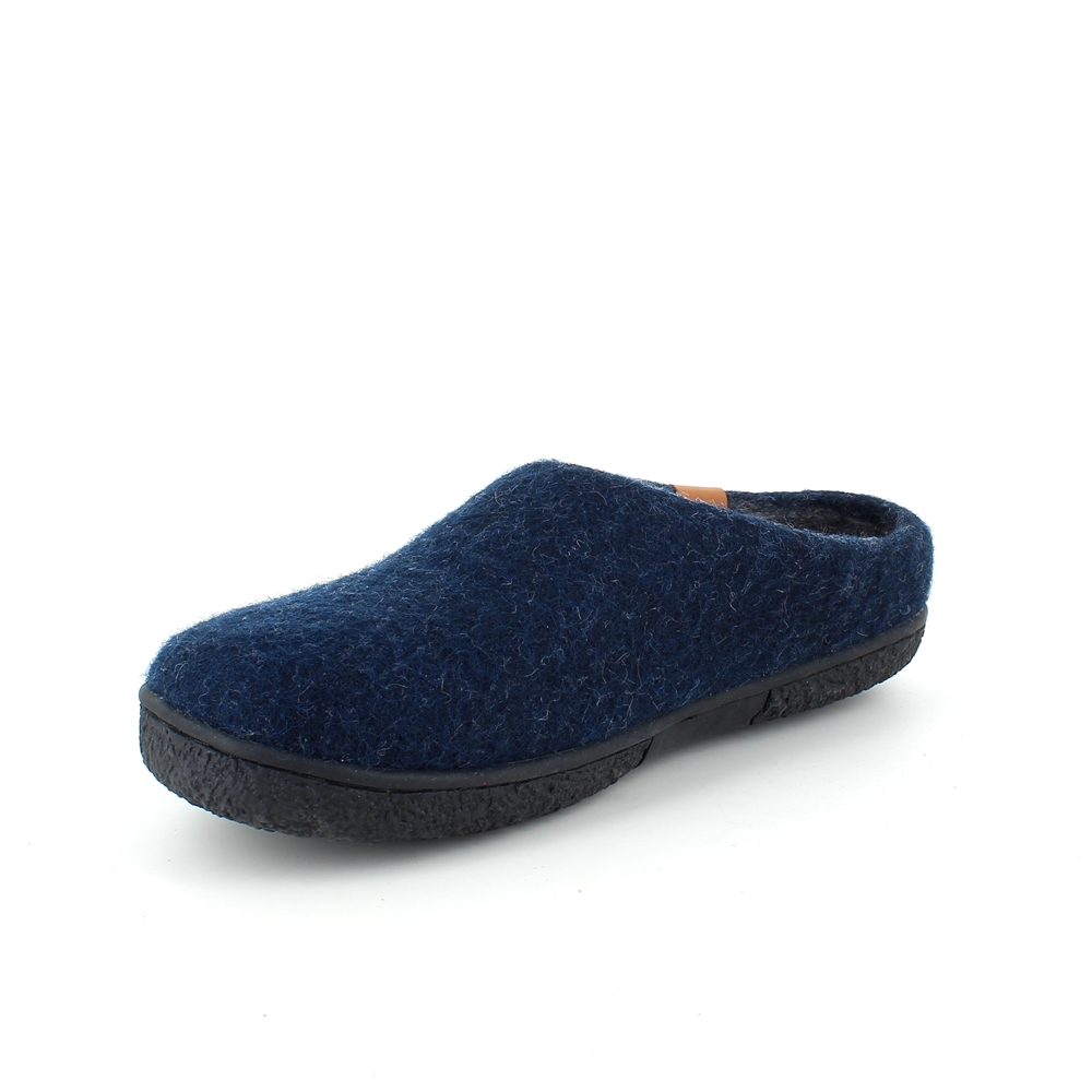Lave blå hjemmesko i ull med sklisikre såler fra Green Comfort