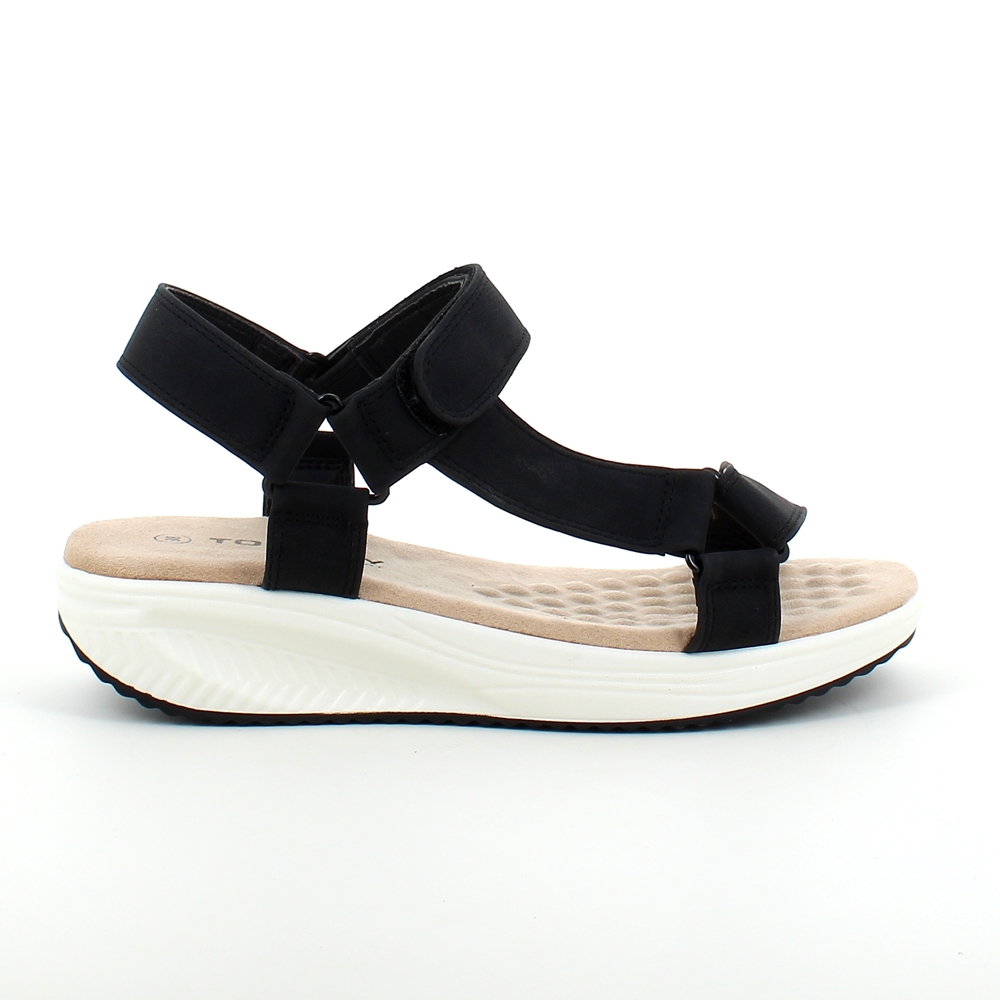 Svart sandal med mange flotte detaljer