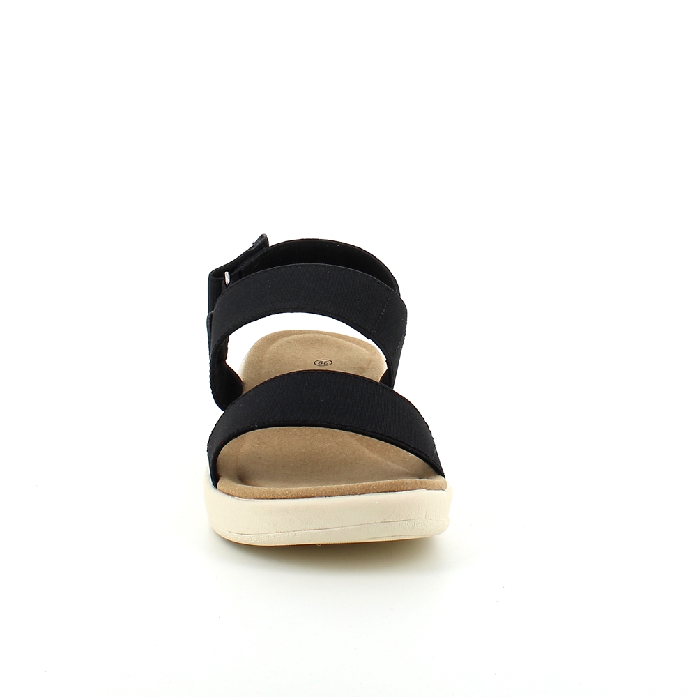 Svart sandal med 3 brede elastiske stropper