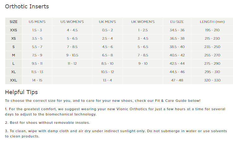 Vionic halvsåle mot hælspore og med ekstra fotbue