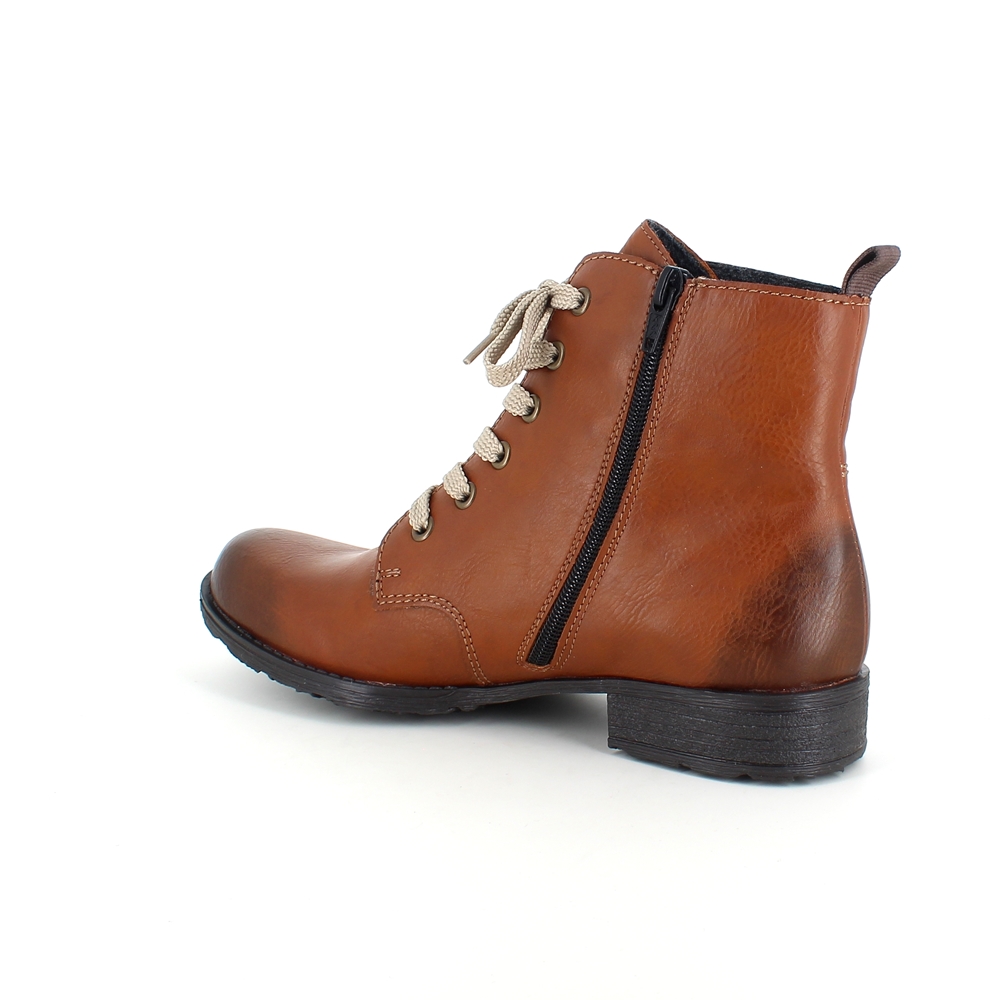 Lækker brun støvle med snøre og lynlås