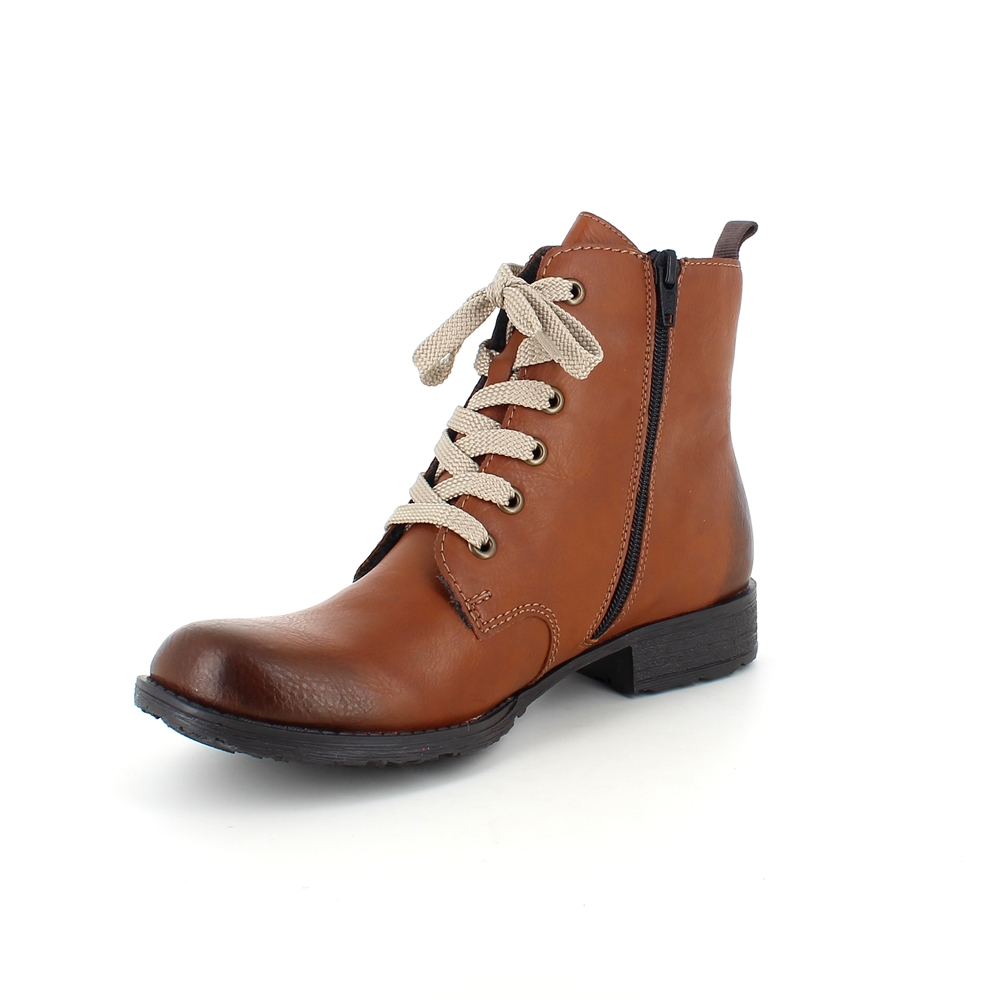 Lækker brun støvle med snøre og lynlås