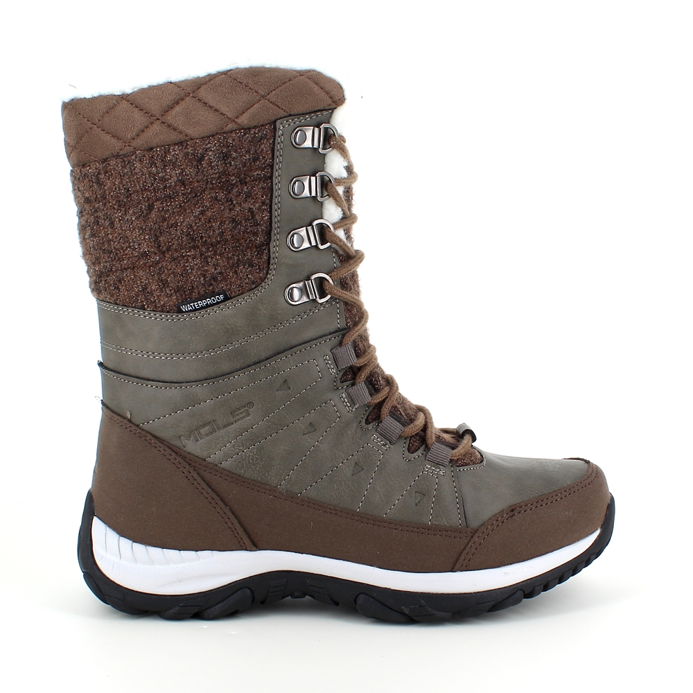 Brun vanntett vinterstøvel fra Mols med lekre hvite detaljer