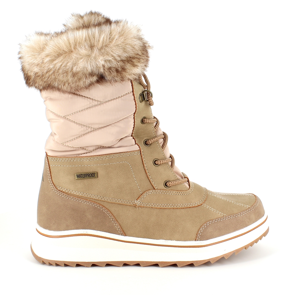 Brun vandtæt vinterstøvle fra Mols med pels kant