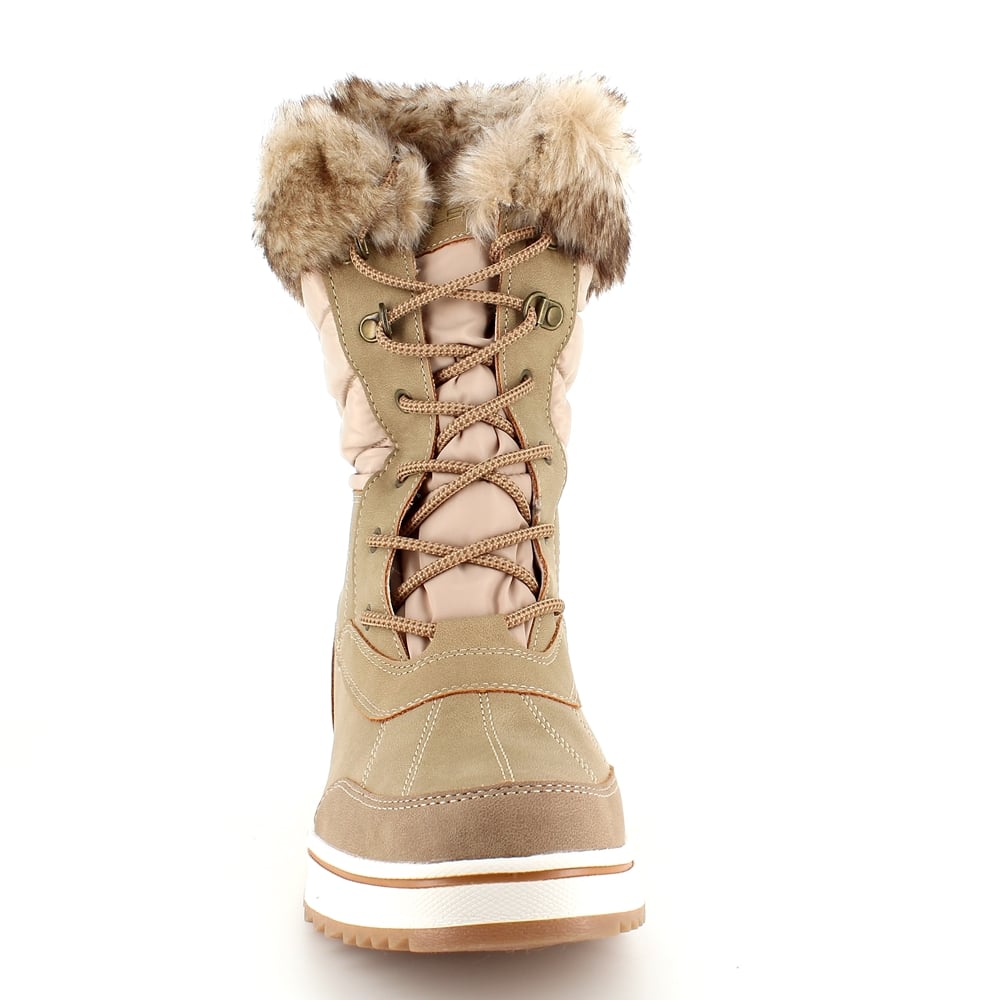 Brun vandtæt vinterstøvle fra Mols med pels kant