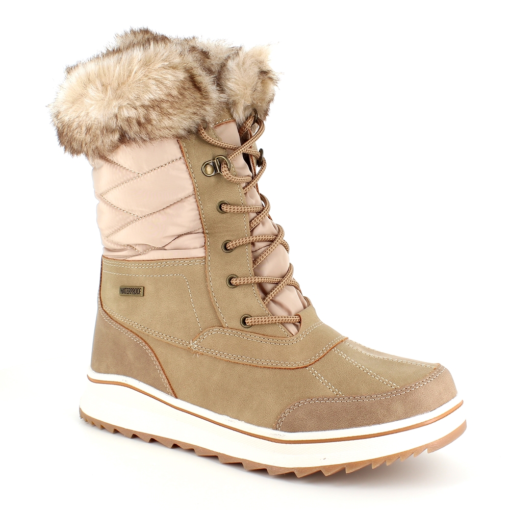 Brun vandtæt vinterstøvle fra Mols med pels kant