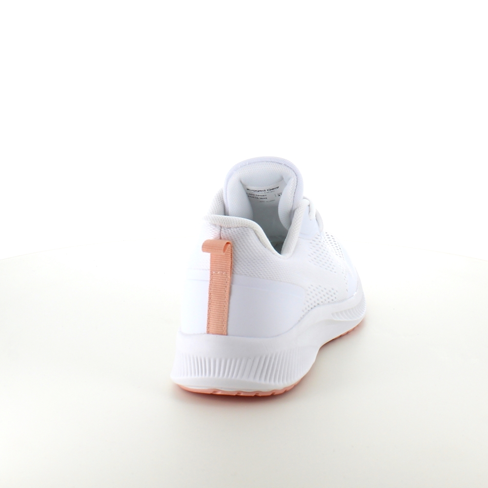 Lett hvit sko med pustende overdel og støtdemping