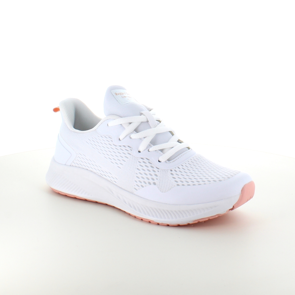 Lett hvit sko med pustende overdel og støtdemping