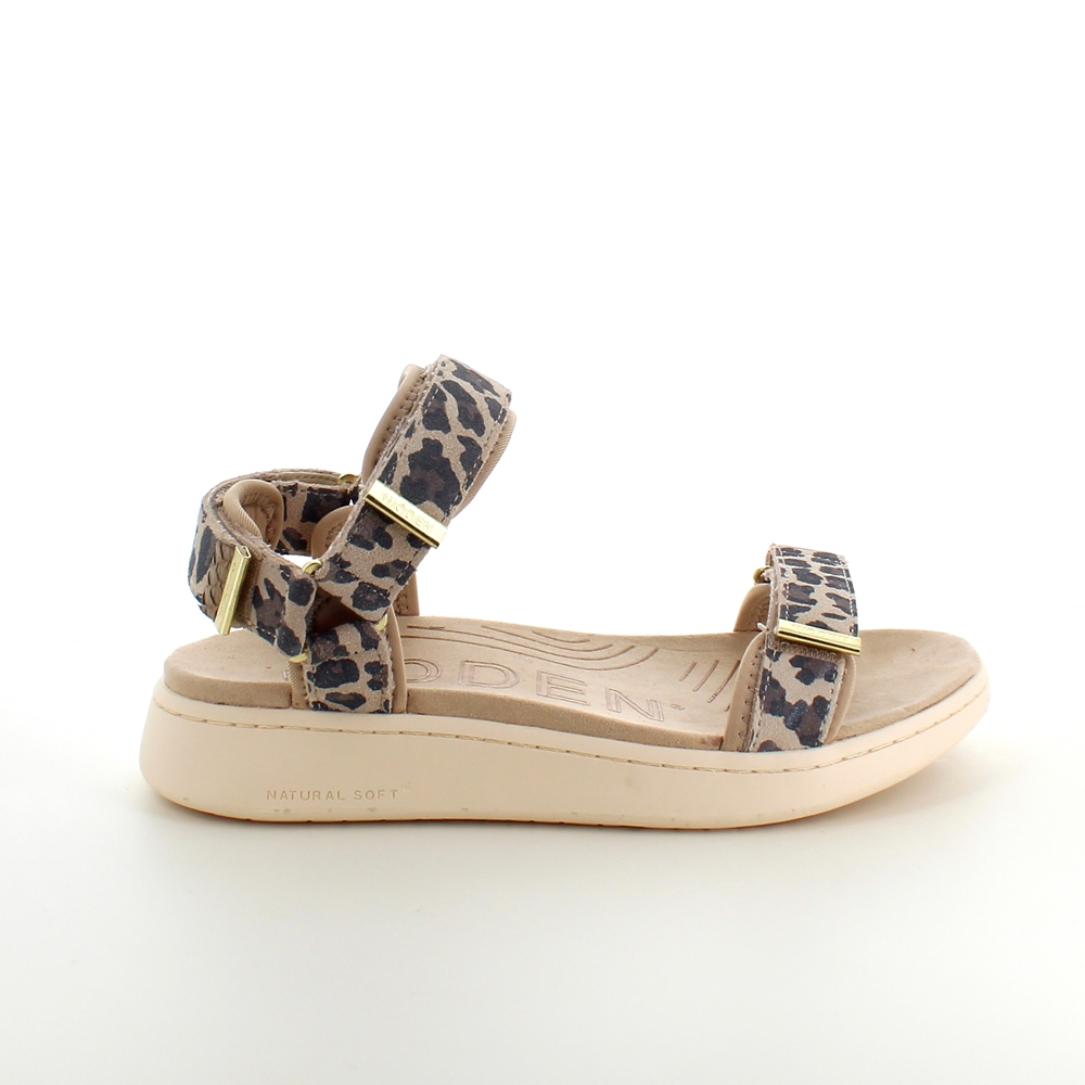 Smart sandal fra Woden med leopardprint