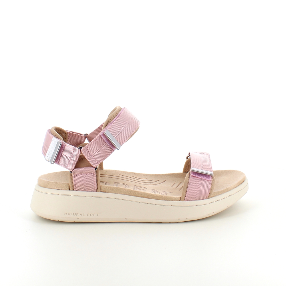 Rosa Woden sandal med borrelåsremmer og god komfort