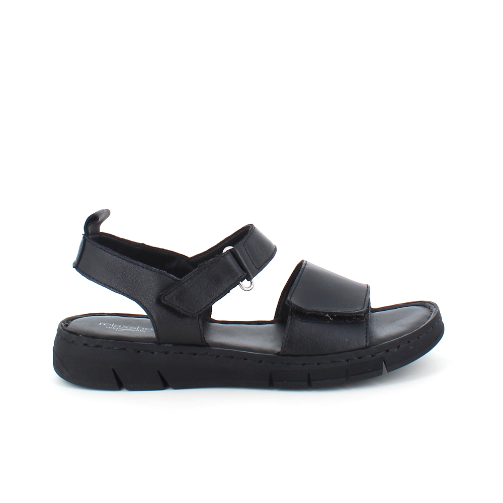 Lekker myk og fleksibel skinnsandal i sort fra Relaxshoe