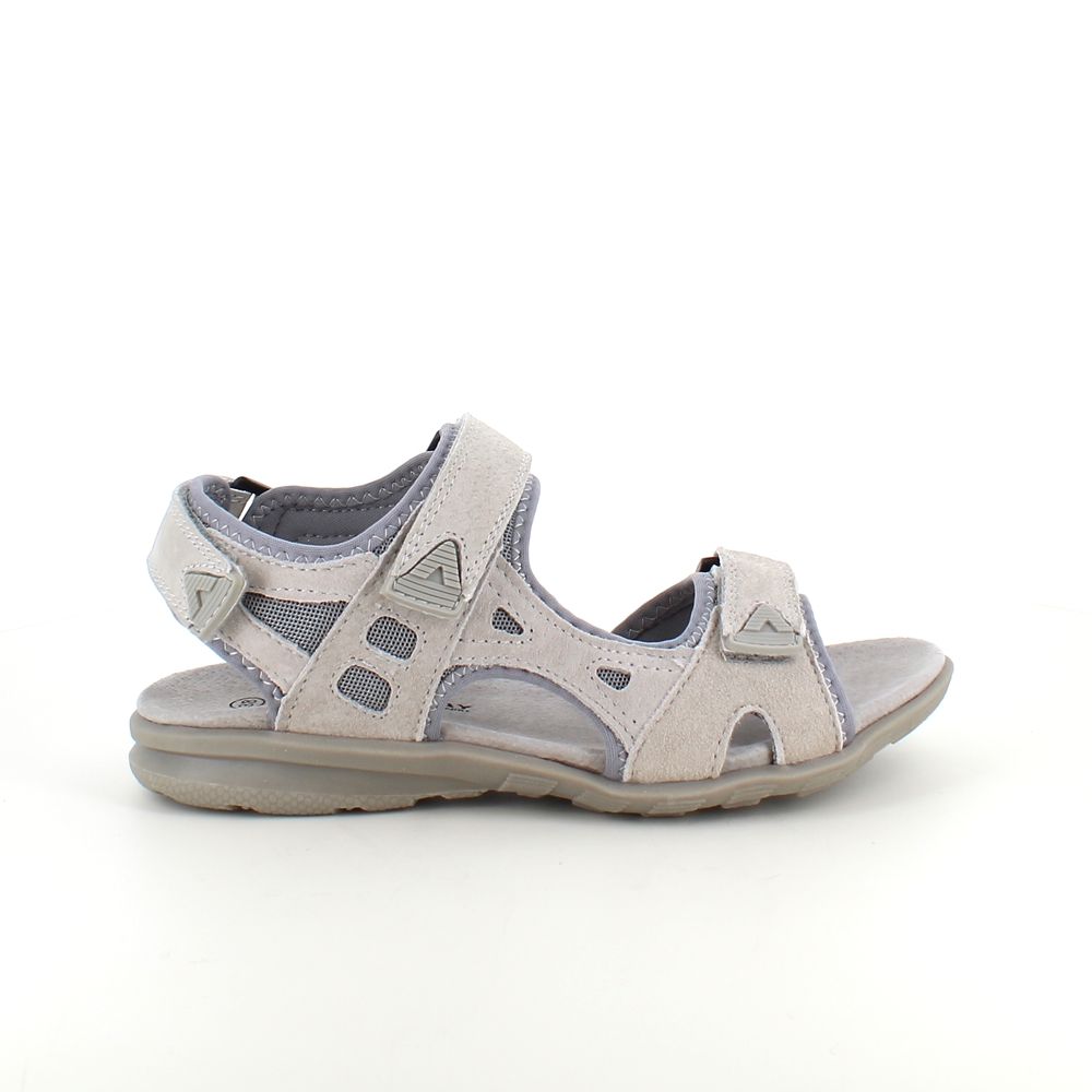 Sandal med lærsåle og lett svangstøtte i grå