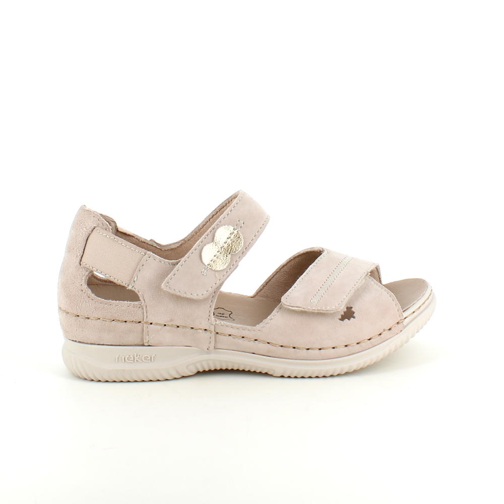 Beige skinnsandal fra Rieker med ekstra bredde