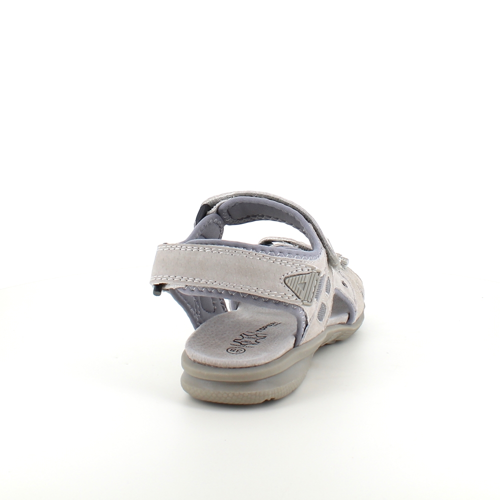 Sandal med lærsåle og lett svangstøtte i grå