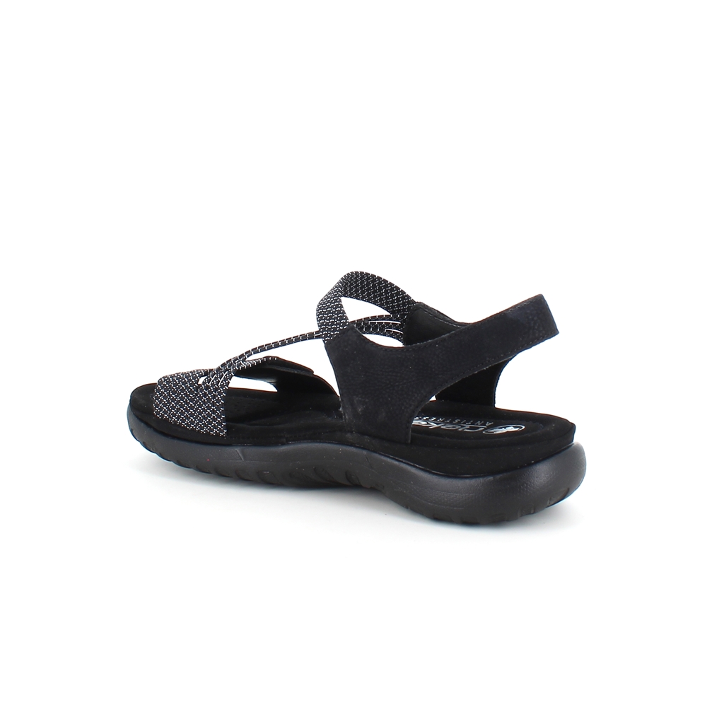 Svart sandal fra Rieker med elastiske stropper
