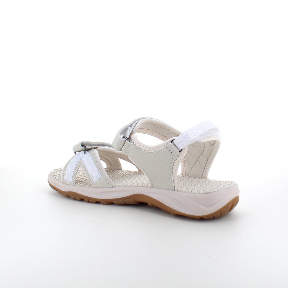Beige sportssandal med 3 borrelåsstropper