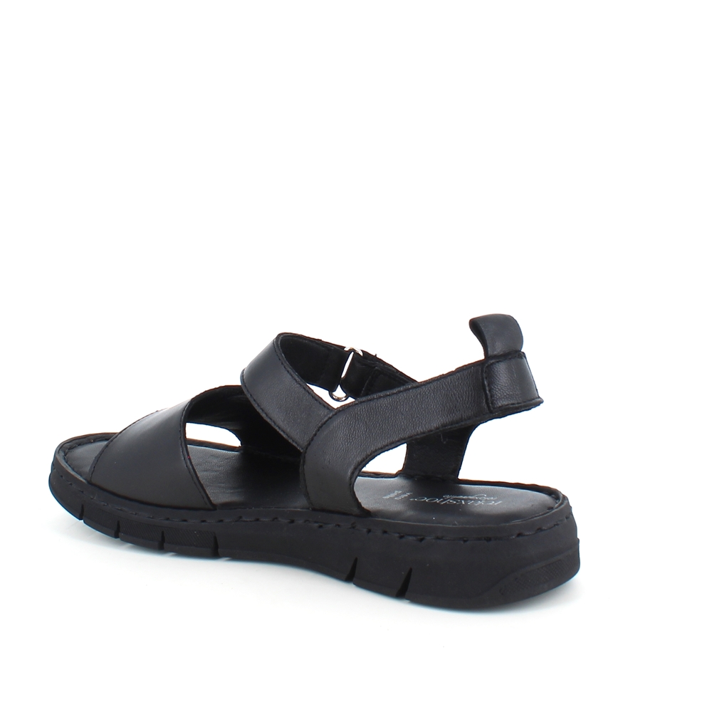 Lekker myk og fleksibel skinnsandal i sort fra Relaxshoe