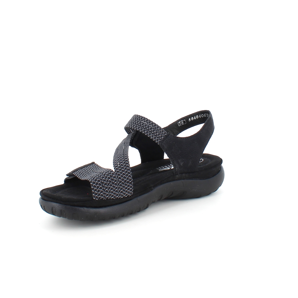 Svart sandal fra Rieker med elastiske stropper