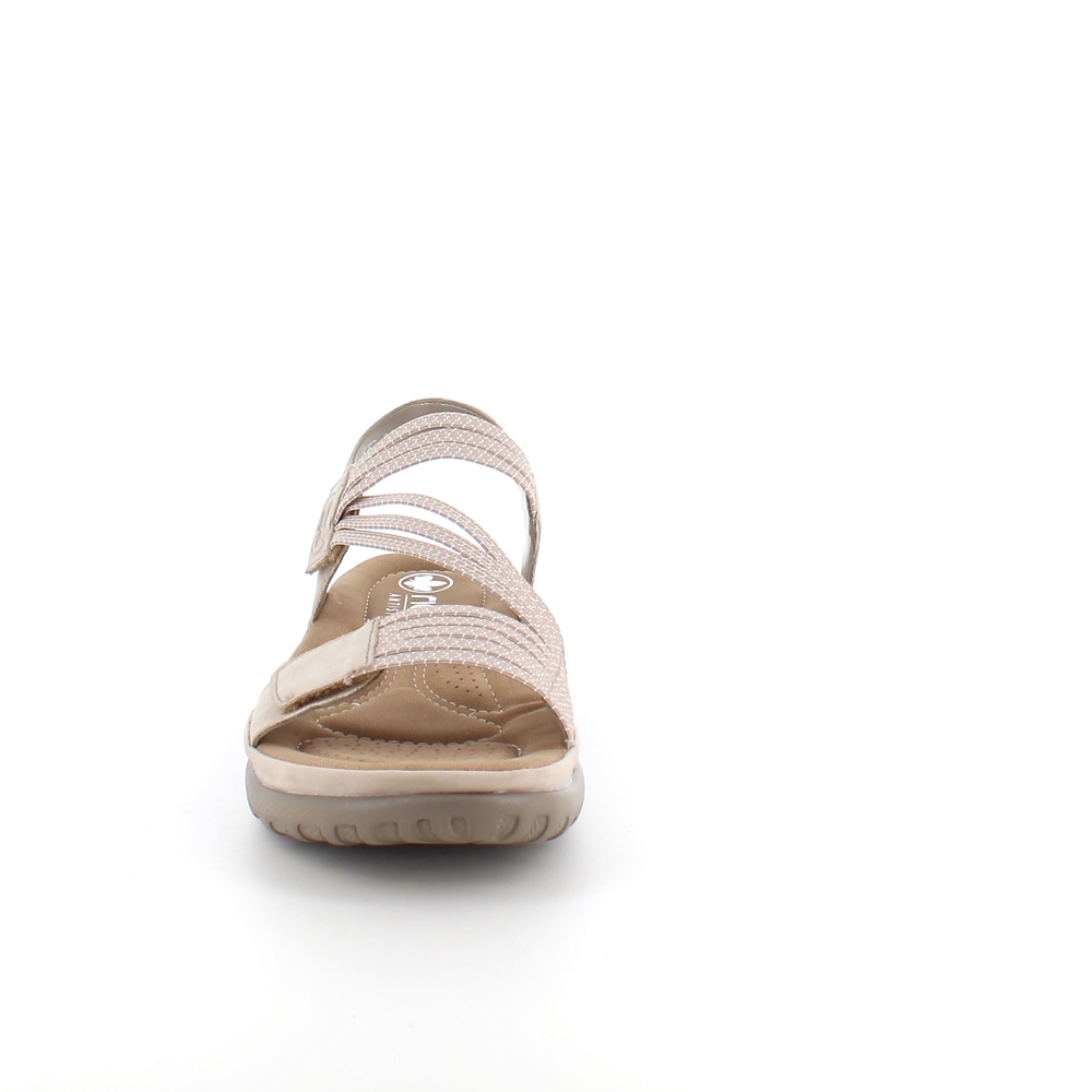 Beige sandal fra Rieker med elastiske remmer