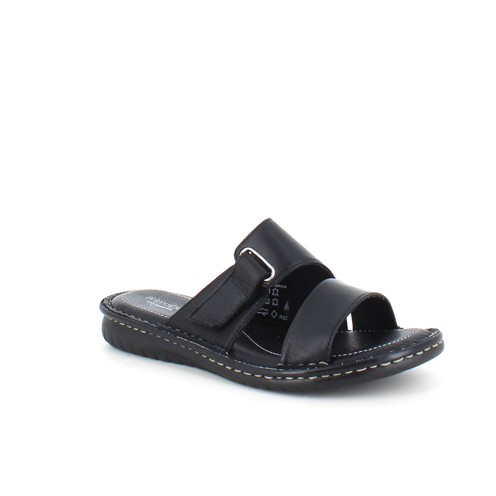 Svart skinn slip in med justerbar rem fra Relaxshoe