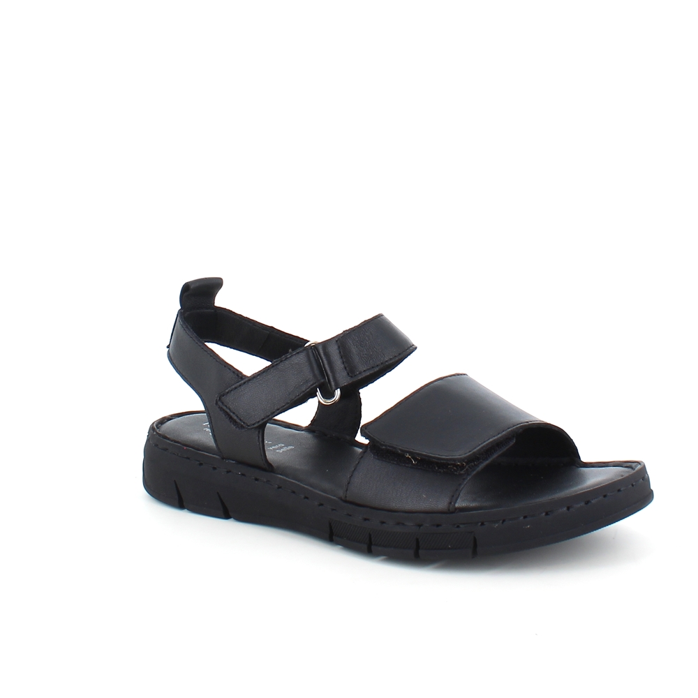 Lekker myk og fleksibel skinnsandal i sort fra Relaxshoe