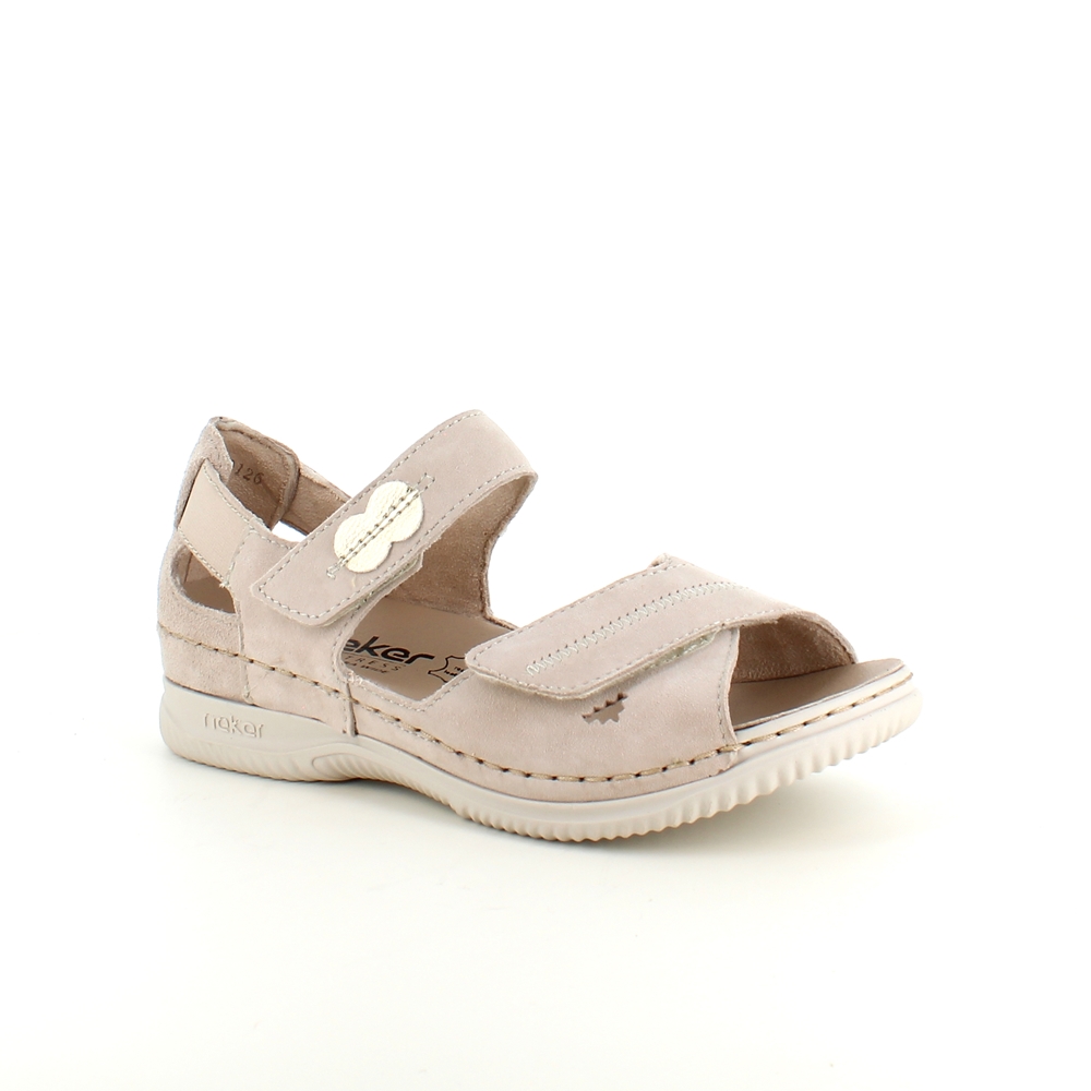 Beige skinnsandal fra Rieker med ekstra bredde