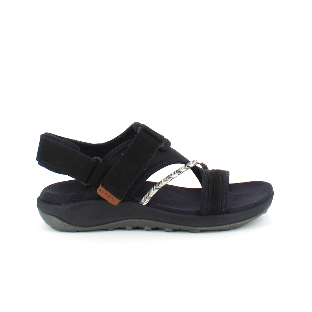 Svart, lett sandal fra Merrell med massevis av svangstøtte.