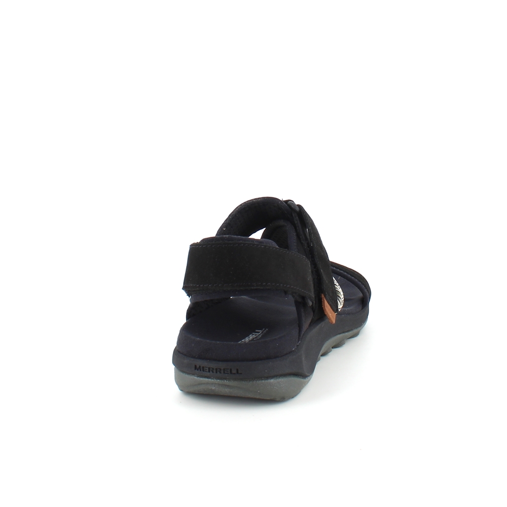 Svart, lett sandal fra Merrell med massevis av svangstøtte.