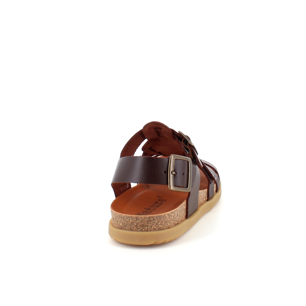 Mørkebrun lærsandal fra Nature med god bredde