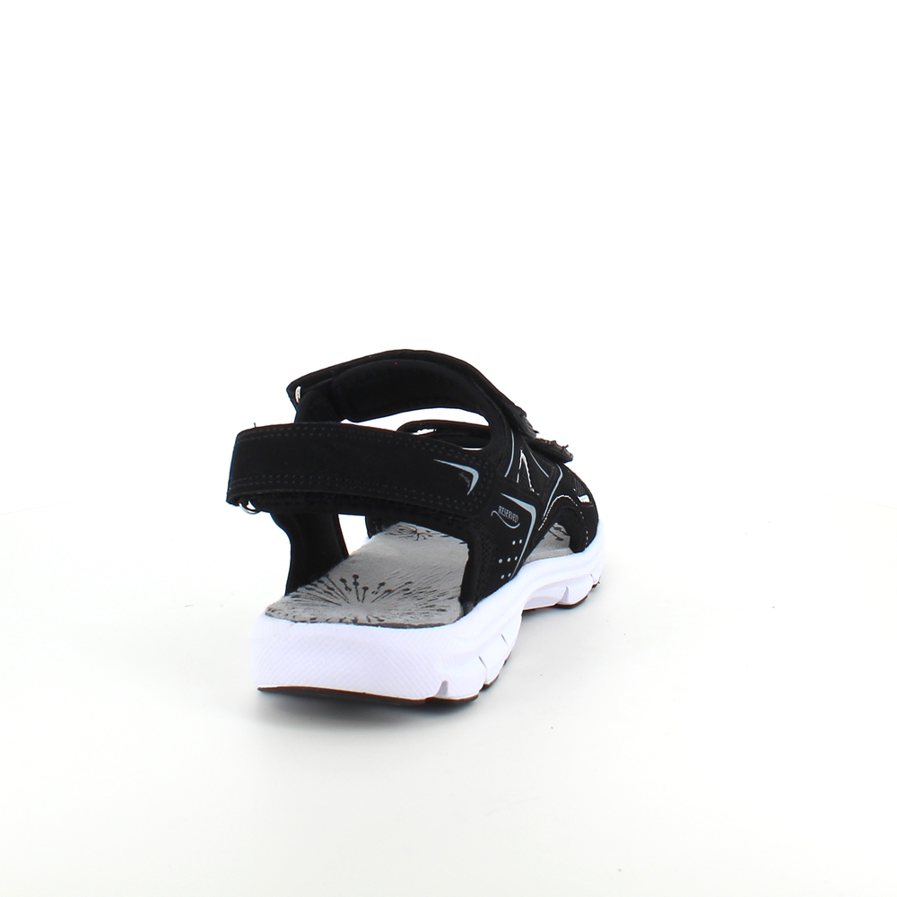 Lett og fleksibel sandal i svart med borrelås