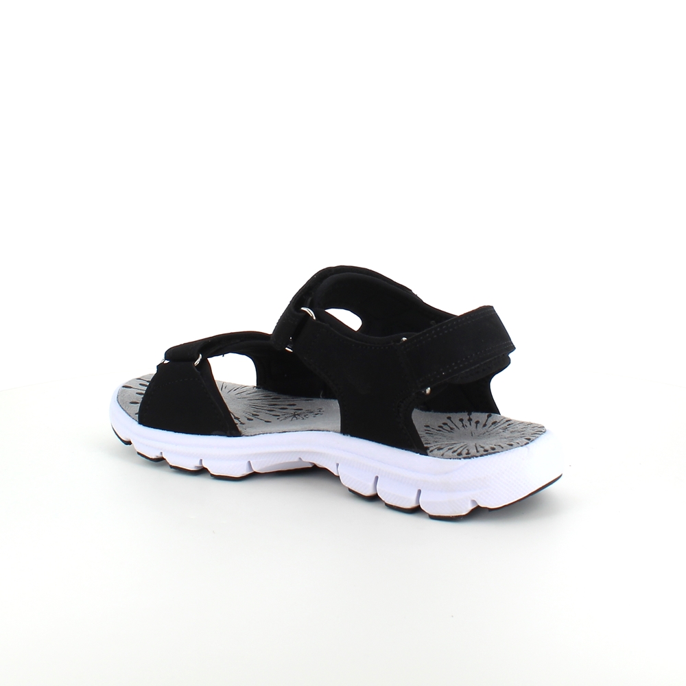 Lett og fleksibel sandal i svart med borrelås