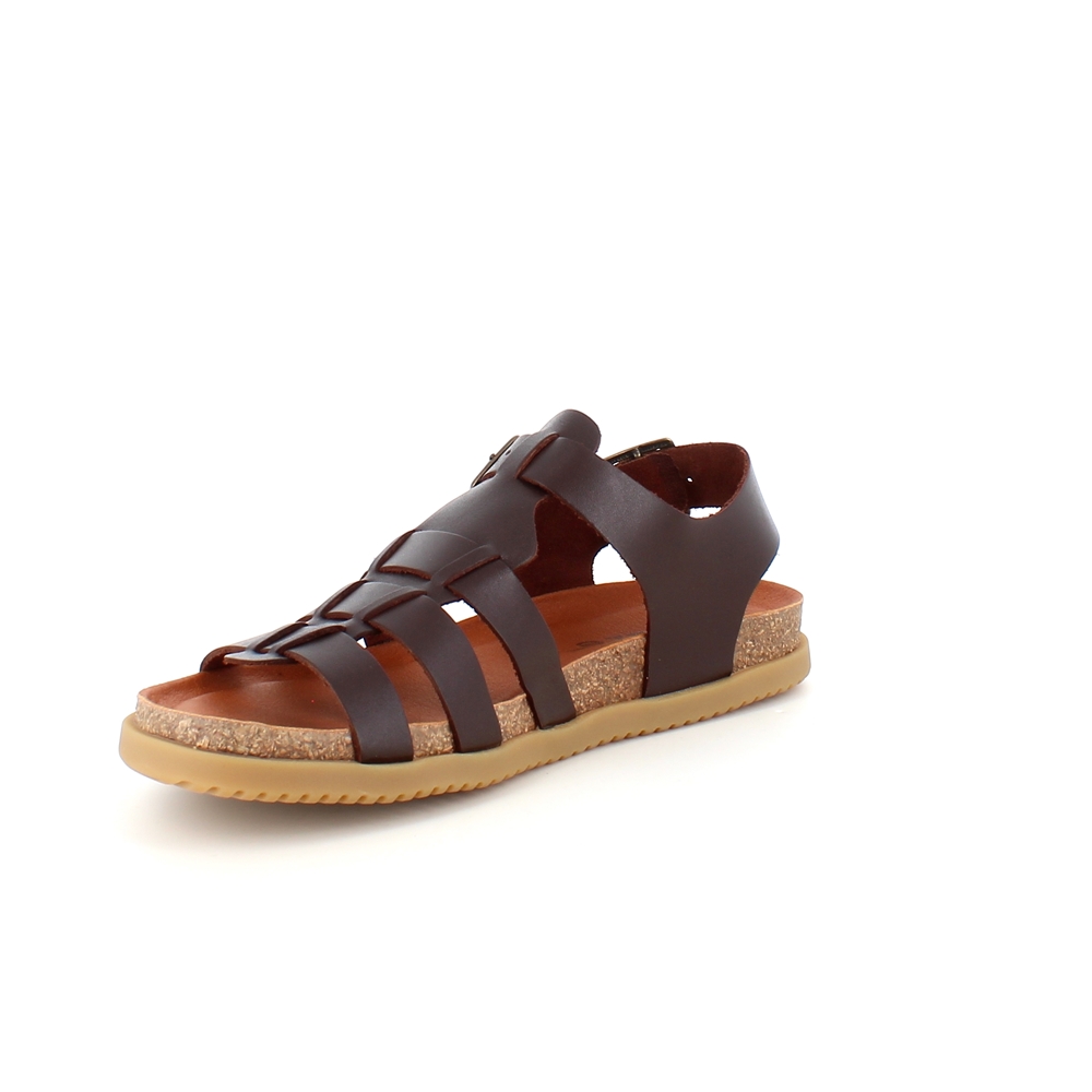 Mørkebrun lærsandal fra Nature med god bredde