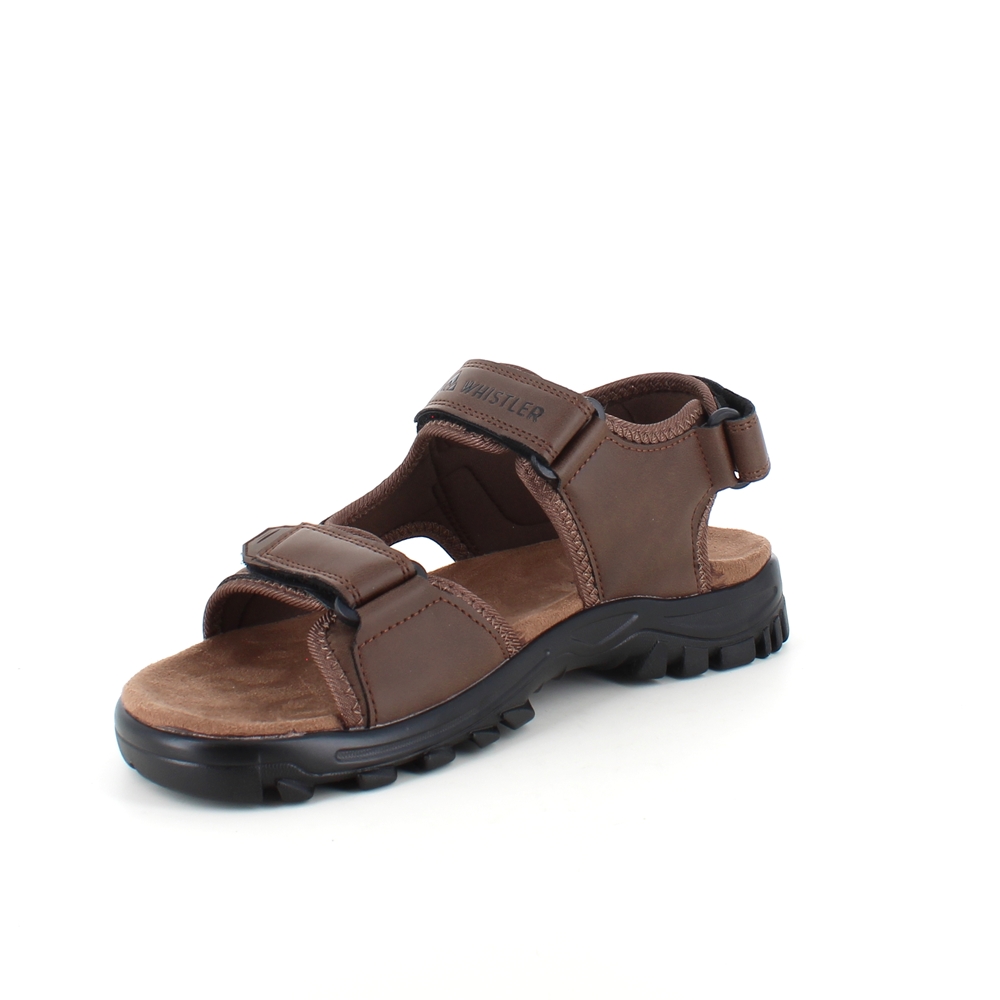 Brun herresandal med tre borrelåsremmer og en god bredde