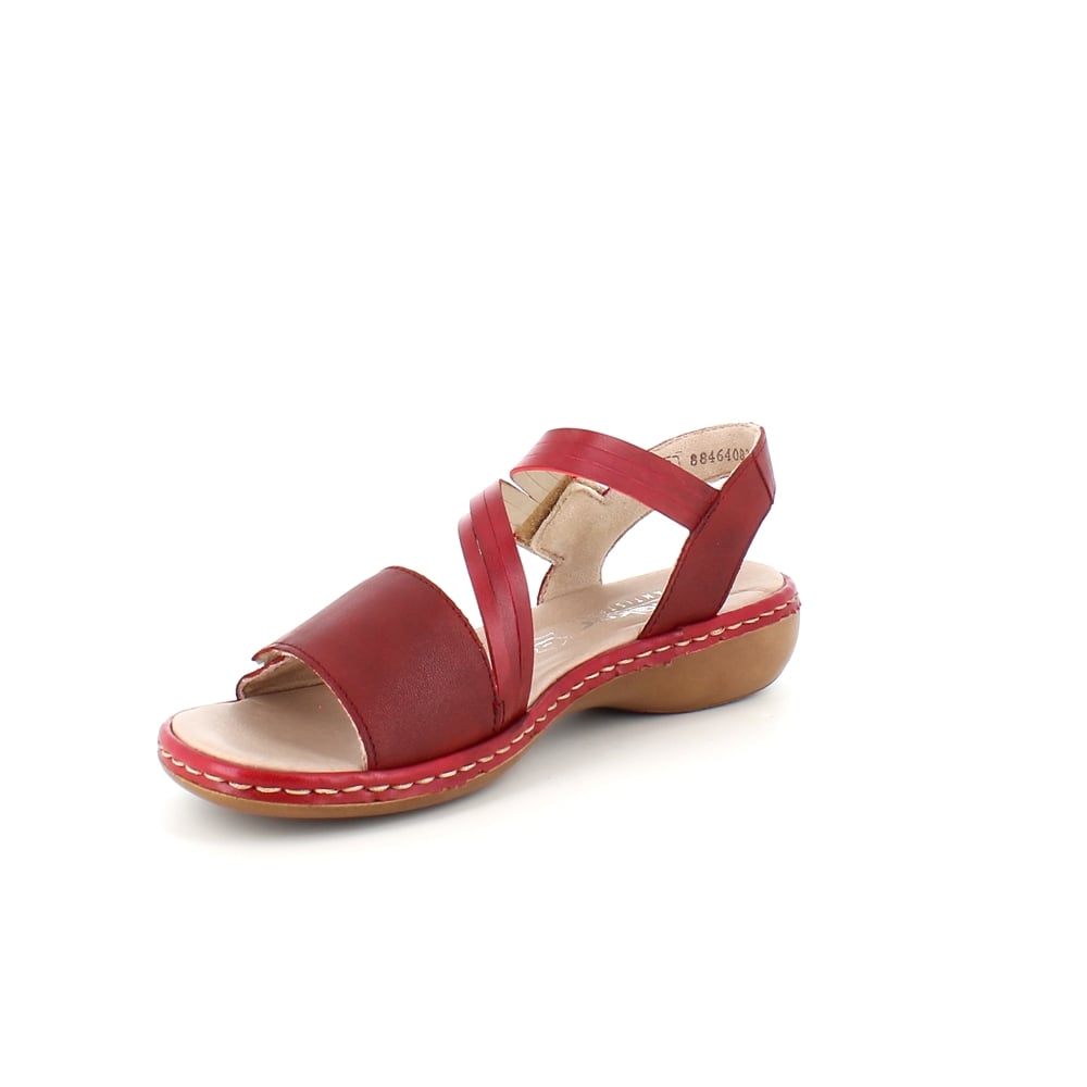 Elegant rød Rieker sandal med myk innersåle
